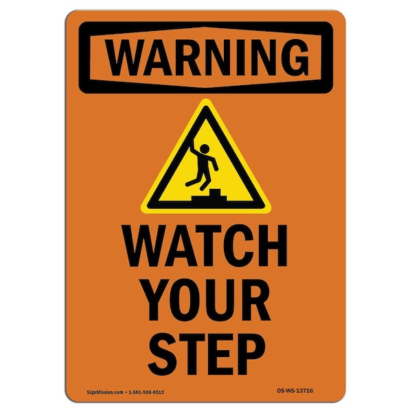 OSHA, Watch Your Step, 5in X 3.5in, 10PK, 3.5" W, 5" H, Portrait, PK10, OS-WS-D-35-V-13716-10PK